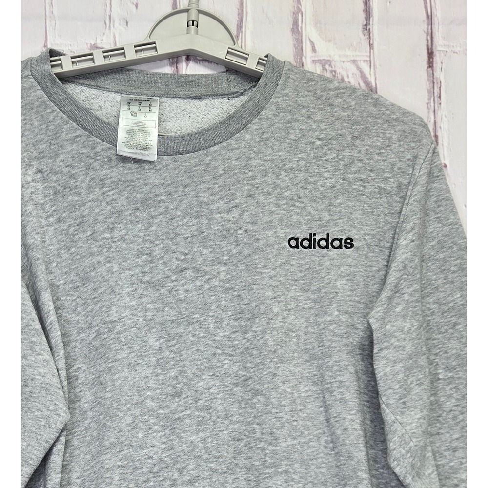 Adidas Sweatshirt Gray Embroidered Logo Stretched Pullover Athletic Mens M